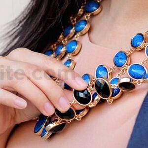 DOUBLE THE FUN AMRITA SINGH REVERSIBLE Elegant Blue/Black with gold Necklace